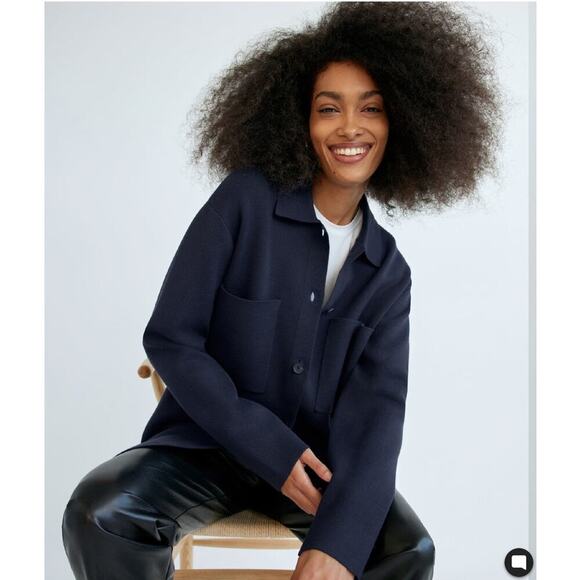 Babaton Womens Society Sweater Knit Size Large Navy Blue Jacket Schaket Aritzia - Picture 3 of 12